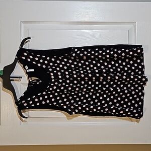 ELLE Red and White Polka Dot Sleeveless Shirt Tank Top Size M Tie Neck Back